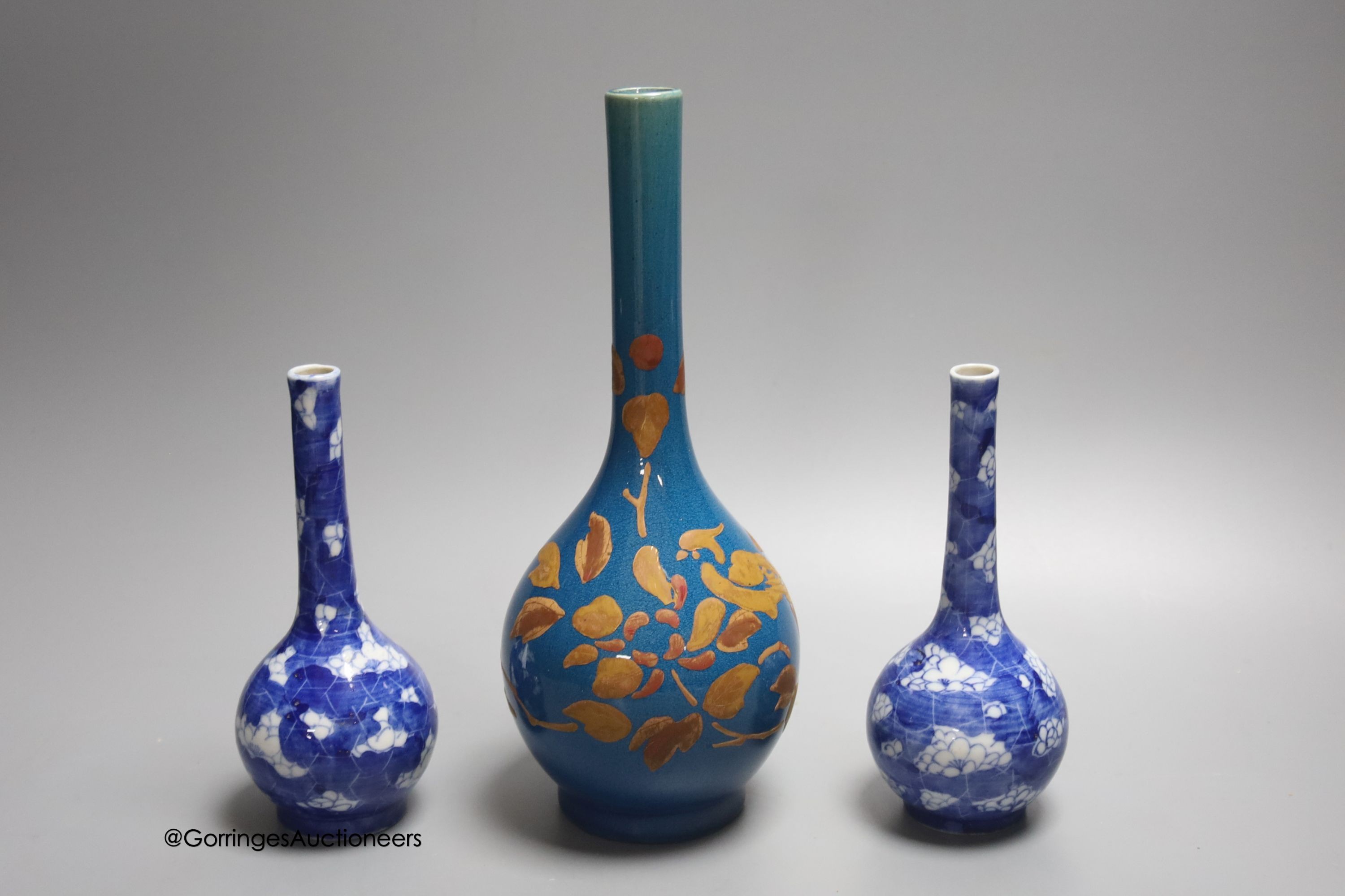 A group of six 19th / 20th century Chinese or Japanese vases, tallest 24cm